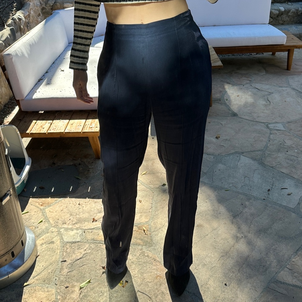 Navy High Waisted Wide Leg Pants